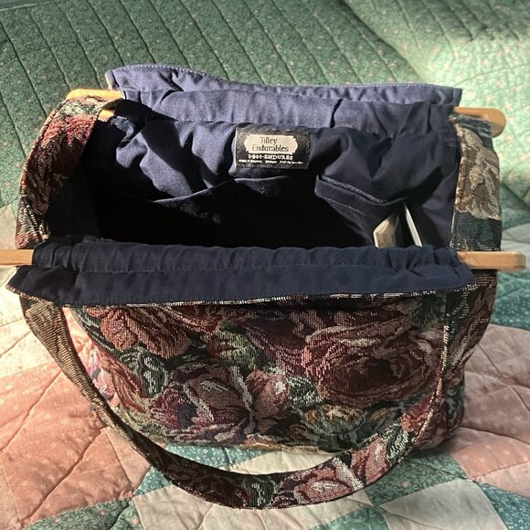 Vintage Tilley Endurables P5 Purse Womens Floral Tapestry Pick Pocket Proof Bag - Picture 9 of 13